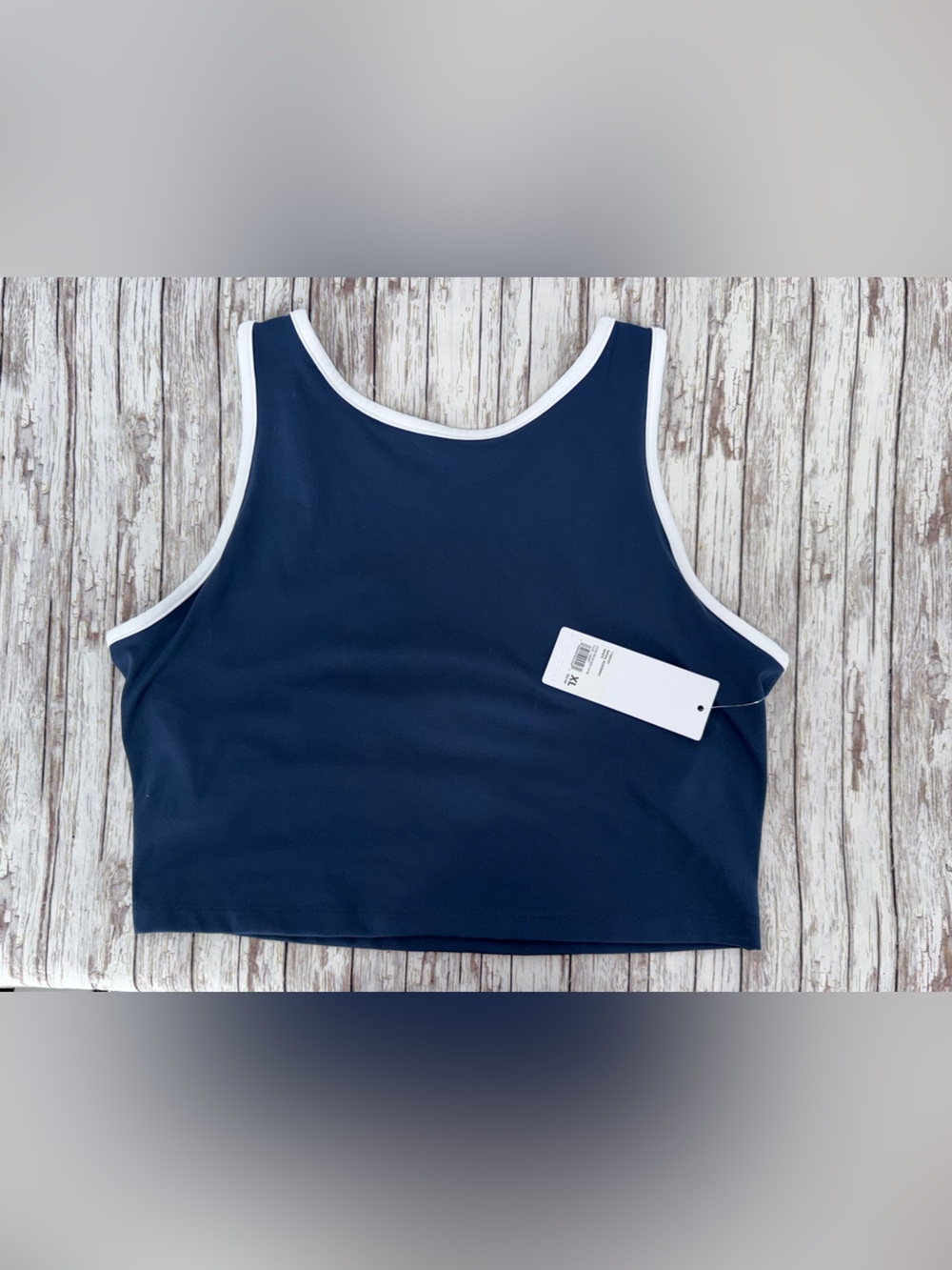 Yogalicious Navy Blue Top w/ White Trim Tank Top BWT